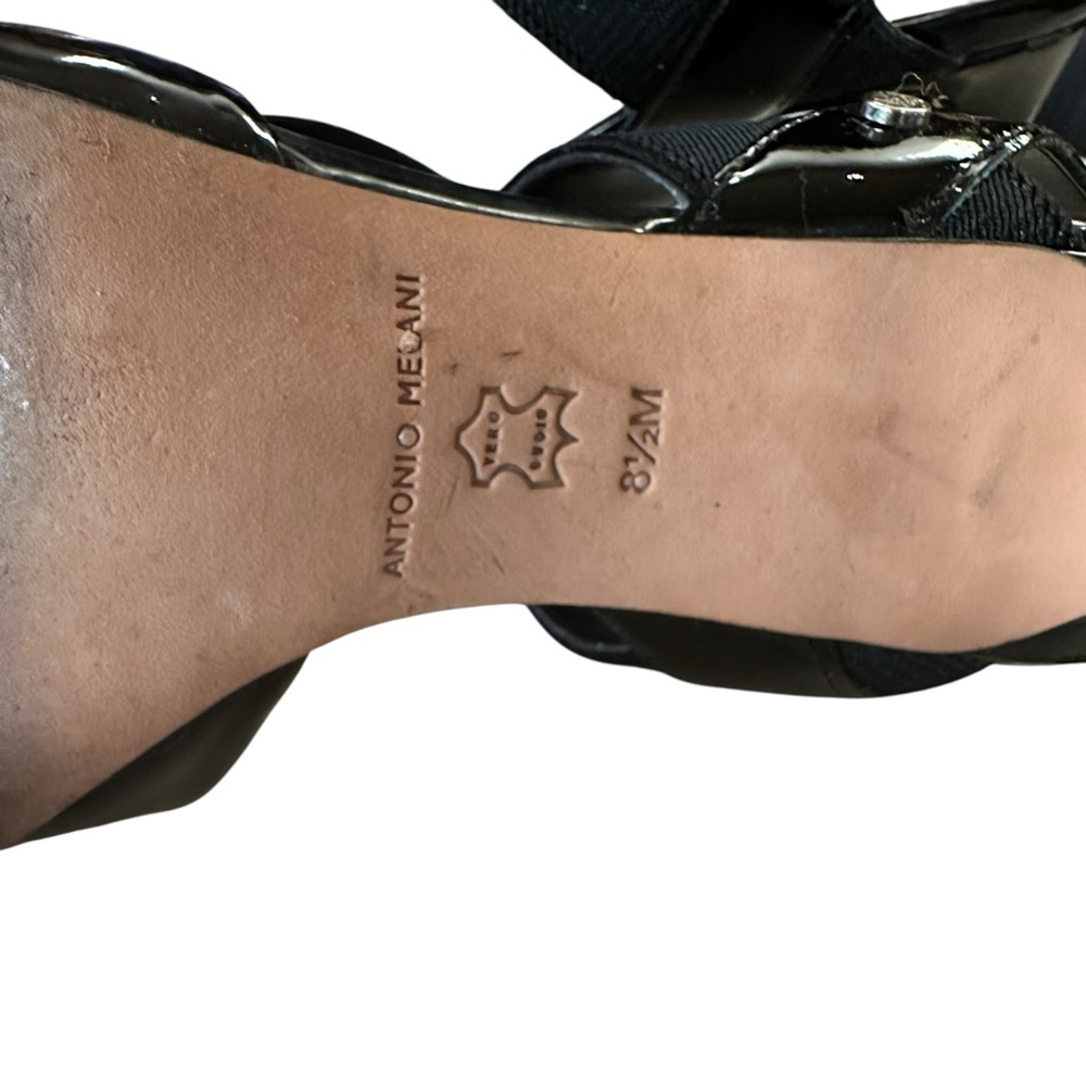 Antonio Melani Black Patent Slingback Size 8.5 Pointed Toe Stretch Strap Pumps - Picture 11 of 12
